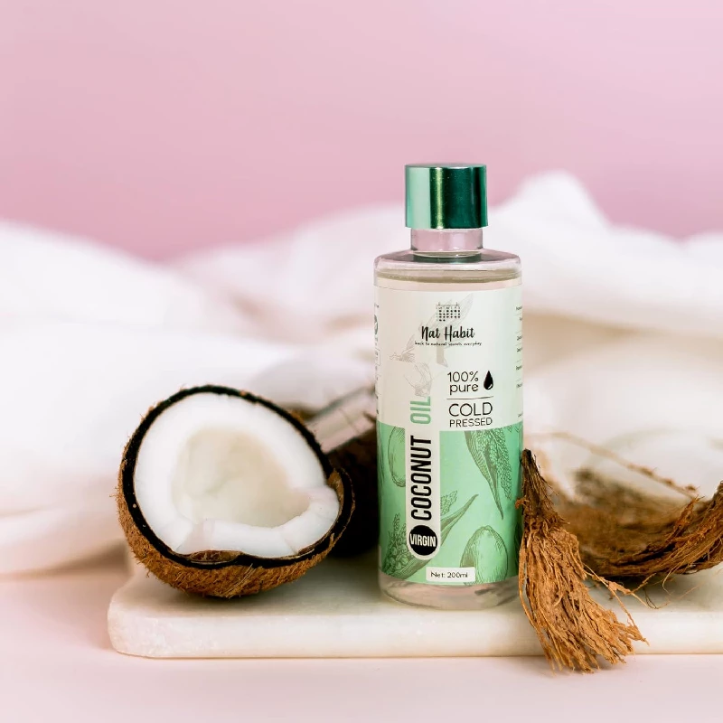 Nat Habit Cold Pressed Pure Coconut Oil for Hair, 200 ml-3.webp